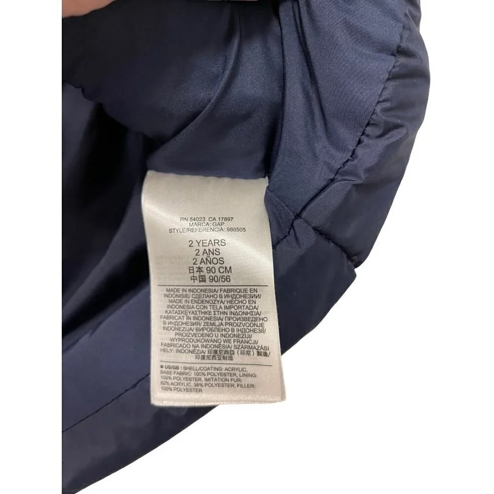 Baby Gap Puffer Vest Toddler Size 2 Faux Fur Hat